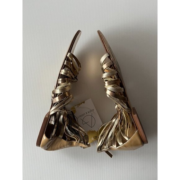 Jimmy Choo Gold & Tan Leather Gladiator Sandals, Size 7.5 (US), 37.5 (EU) - Picture 8 of 11